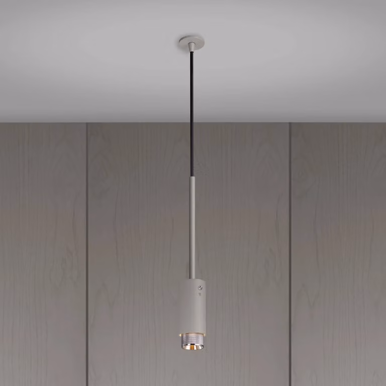 Buster + Punch Exhaust Pendant Spotlight in Stone with Grey and Beige Accents