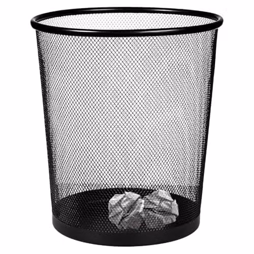 MantraRaj Black Round Metal Mesh Waste Paper Bin, 9L Capacity – 1