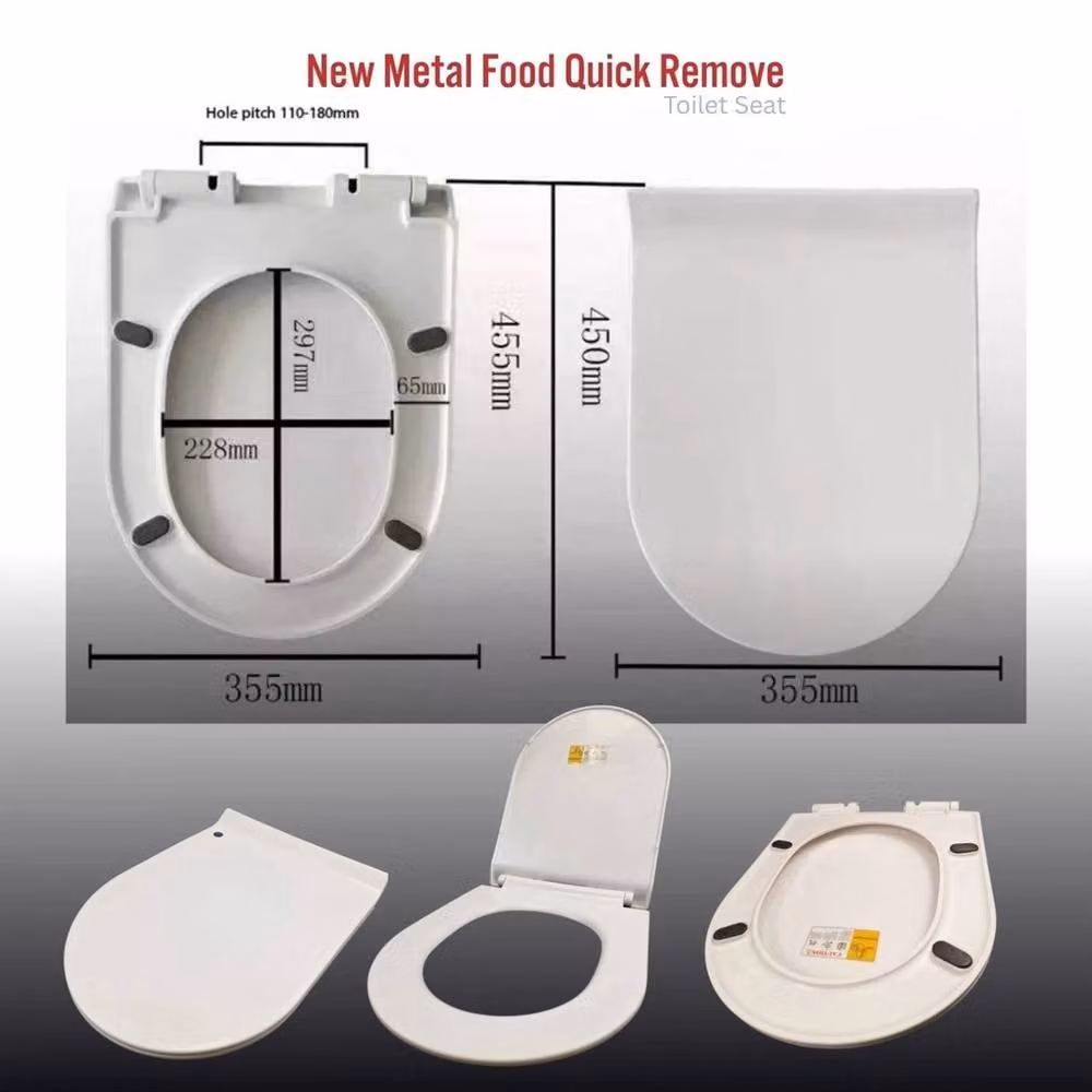 NESTLUNE Luxury D-Shape Heavy Duty Soft Close Toilet Seat in White – 2