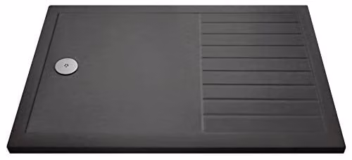 Nuie TR711680 Modern Slimline Pearlstone Wetroom Shower Tray, W: 160 cm, D: 80 cm, H: 4 cm, Slate Grey – 1