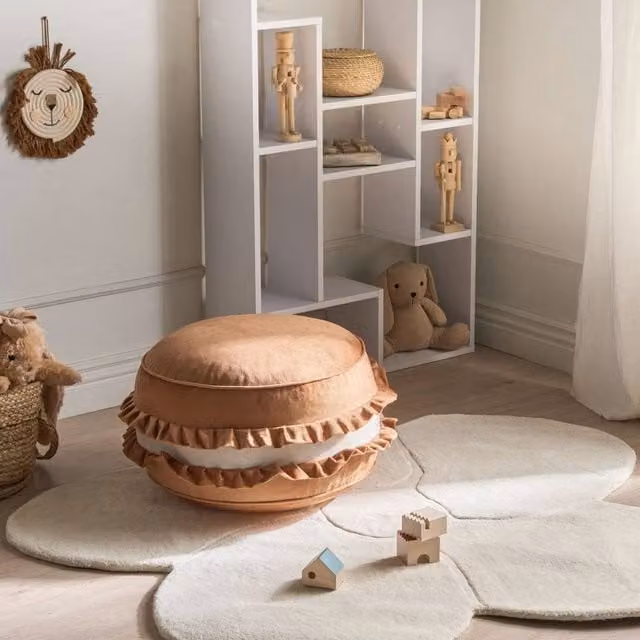 Wyld and Coco Macaron Velvet Pouffe Brown W/D/H: 50 x 50 x 30 cm
