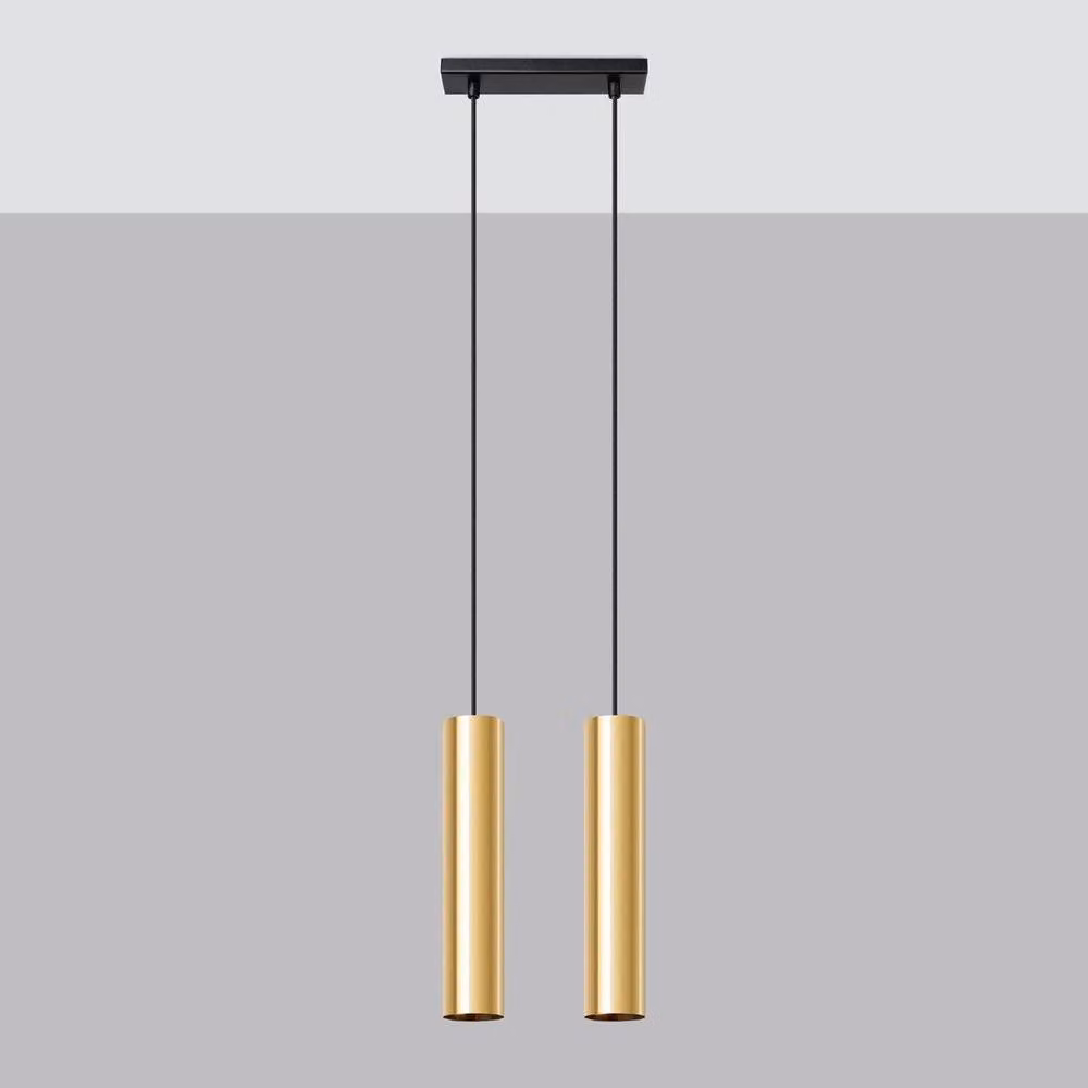 Sollux Lighting Lagos Modern 2-Light Pendant Lamp in Gold, W: 90 cm, D: 30 cm, H: 6 cm – 2