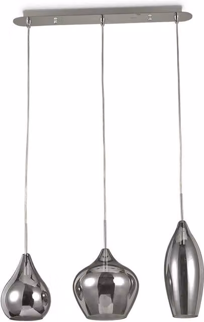 Netlighting Soft 3 Light Hanging Ceiling Pendant Light in Grey and Silver with E14 Glass Shades