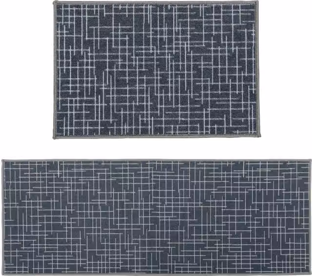 Savio JVL Machine Washable Non-Slip Runner and Mat Set in Grey