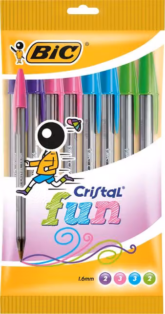 Bic Cristal Fun Multicolour Ballpoint Pens, Pack of 10