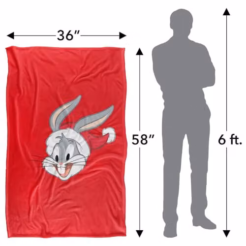 Warner Bros. Looney Tunes Bugs Bunny Santa Hat Super Soft Fleece Throw Blanket, Multicolour, W: 91 cm, D: 147 cm – 4