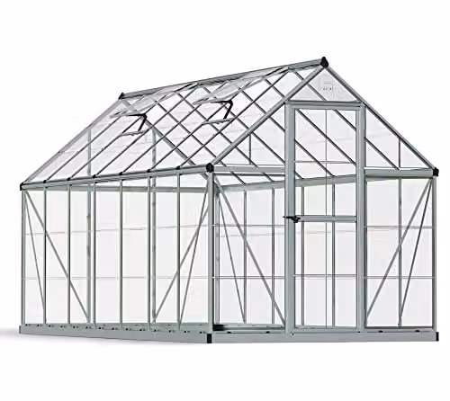 Palram Canopia Harmony 6x14 Silver Greenhouse with Clear Polycarbonate Panels and Aluminium Frame – 1