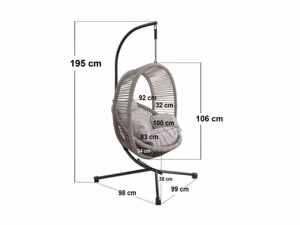 Solace+Co Lana Rattan Egg Chair with Stand in Light Beige – 7
