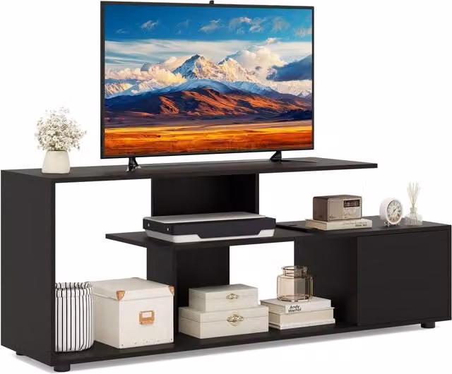 Costway Modern 3-Tier Media Console TV Stand for TVs up to 55 inch, Black – 1