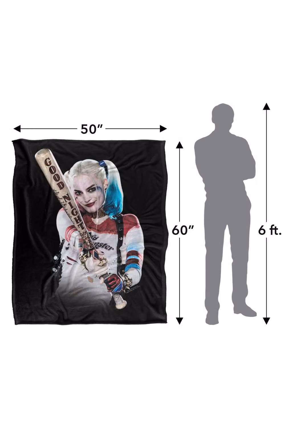 Warner Bros. Suicide Squad Bat At You Extra Large Silky Touch Super Soft Polyester Throw Blanket in Multicolour and Black – 3
