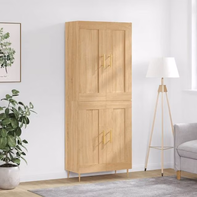 Berkfield Home Sonoma Oak Highboard in Brown, W/D/H: 69.5 x 34 x 180 cm