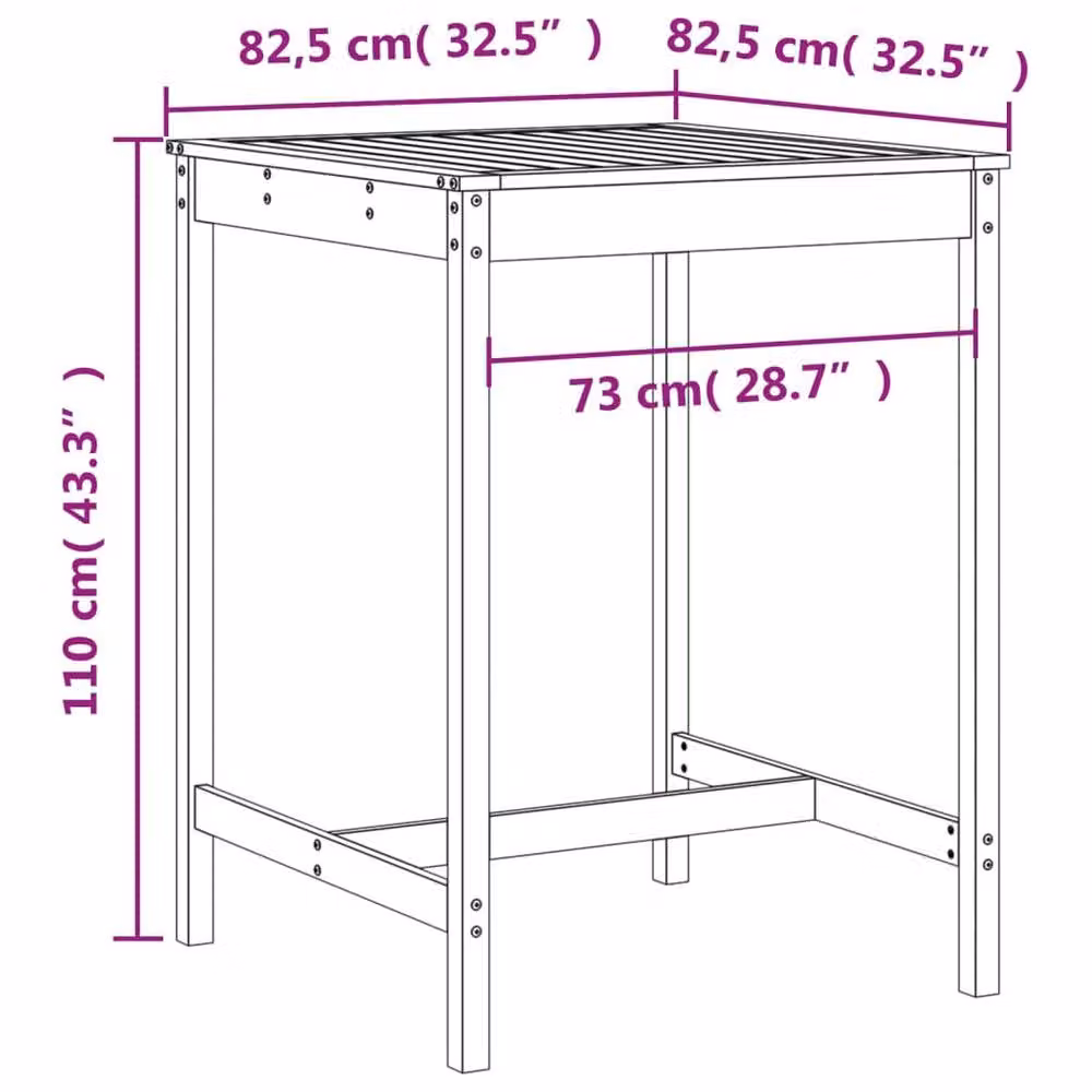 Berkfield Home Beautiful 3 Piece Grey Solid Wood Pine Garden Bar Set – 3