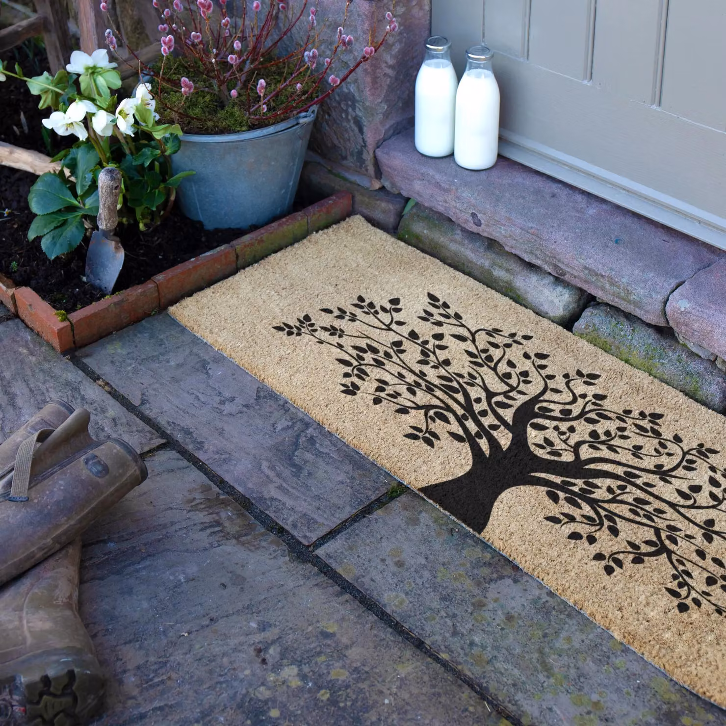 Artsy Mats Tree of Life Harmony Double Door and Patio Coir Doormat in Black and Multicolour, W: 120 cm, D: 40 cm – 3