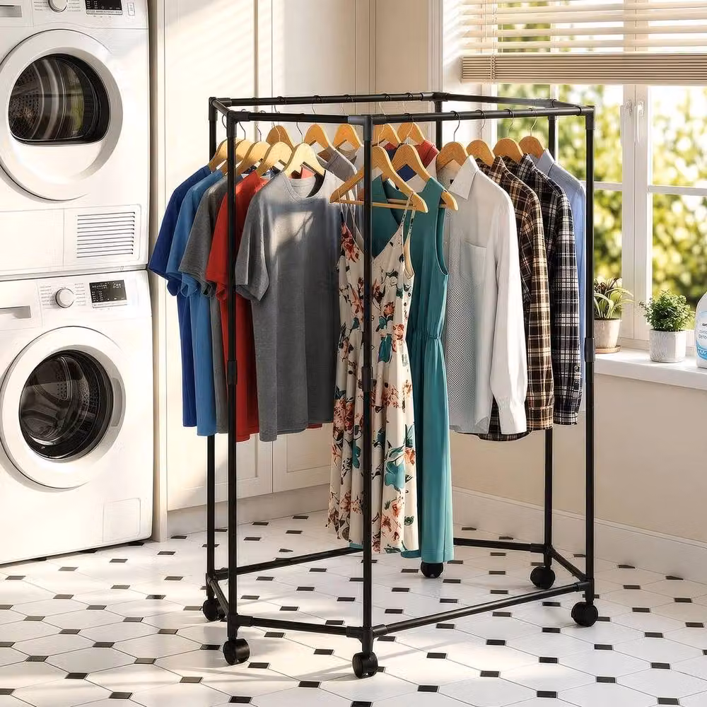Kelvenix Heavy-Duty Metal Clothes Rail in Matt Black – 2