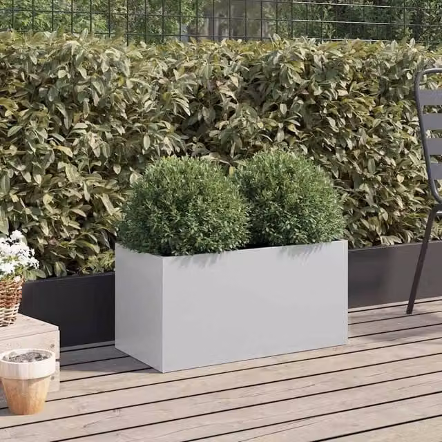 Berkfield Home Galvanised Steel Planter Tub, Silver, W: 62 cm, D: 30 cm, H: 29 cm – 1