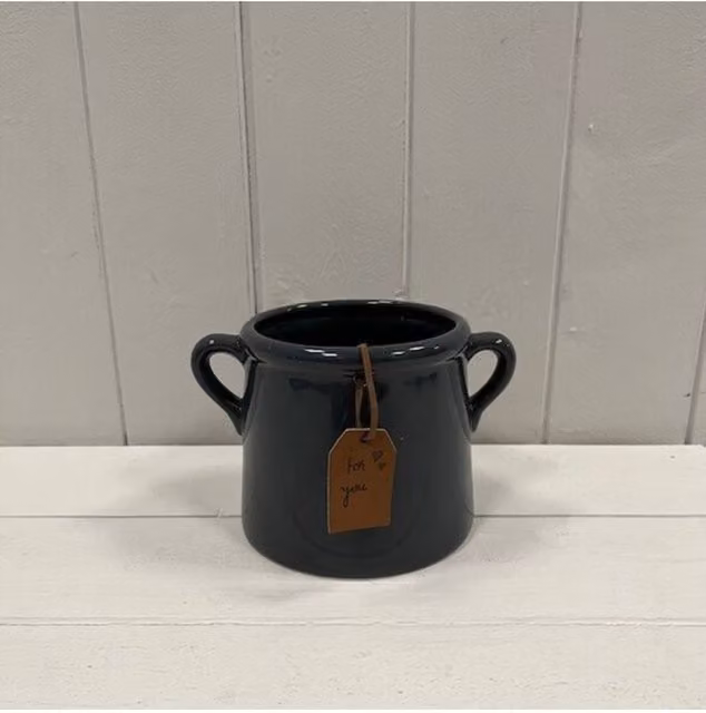 KDMD Midnight Blue for You Large Ceramic Pot in Dark Blue