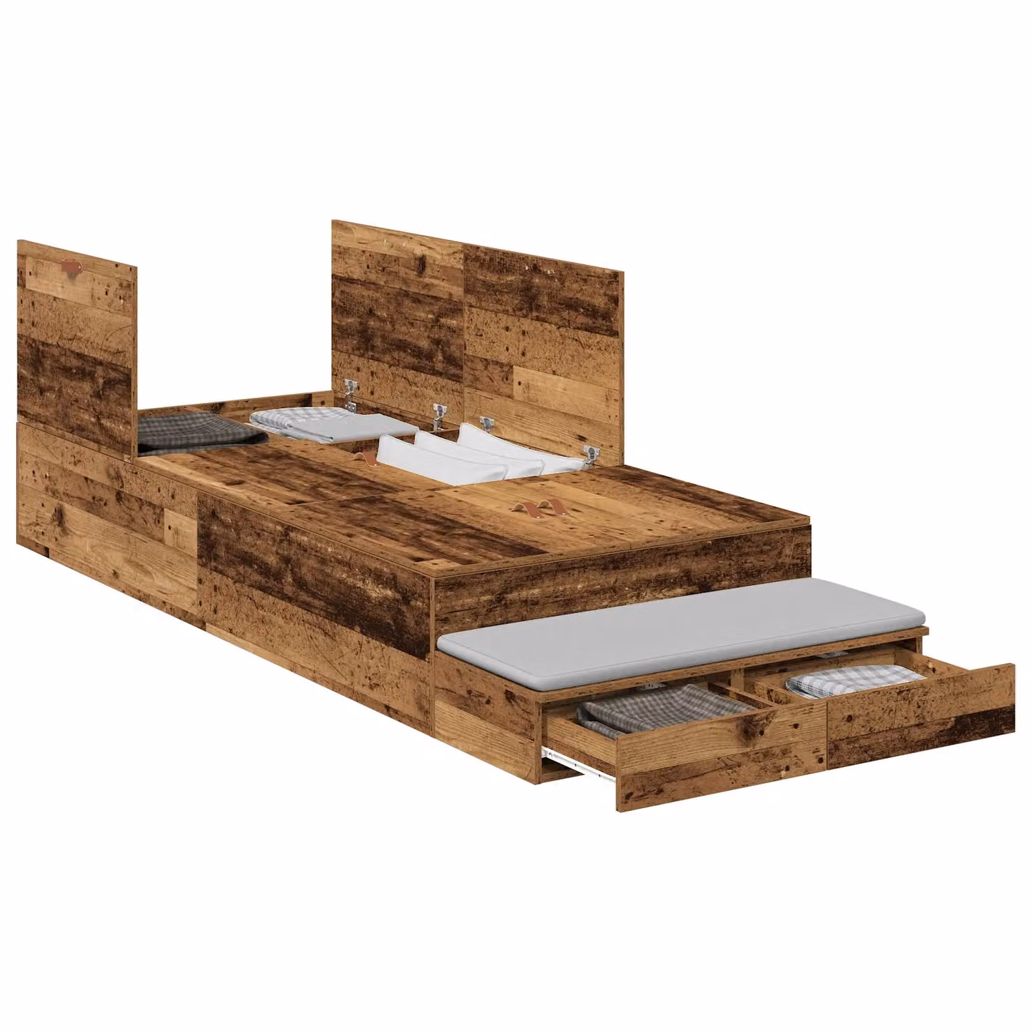 Berkfield Home Storage Bed Frame in Brown, Engineered Wood, W/D/H: 236.5 x 100 x 31.5 cm – 2