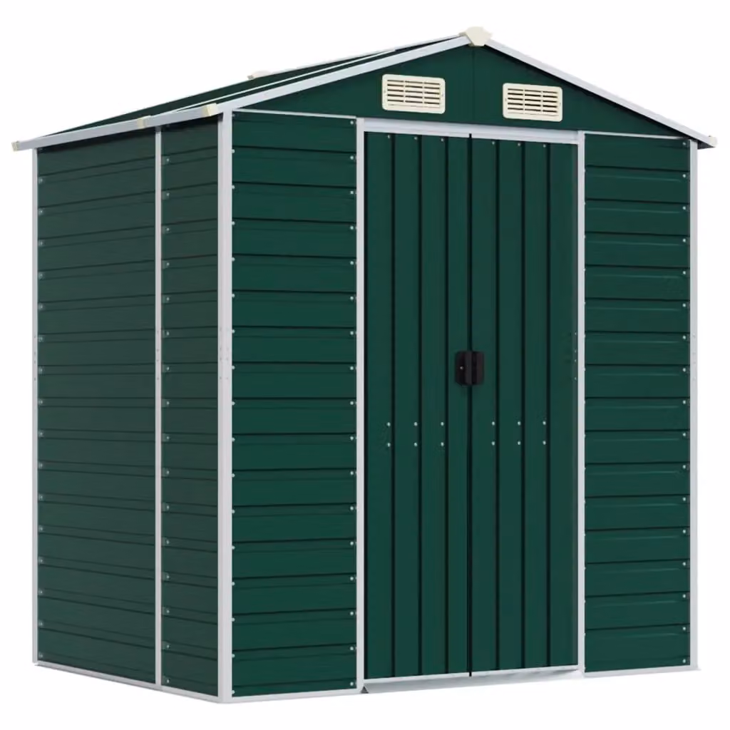 Berkfield Home Green Galvanised Steel Garden Shed W/D/H: 191 x 130 x 198 cm – 2