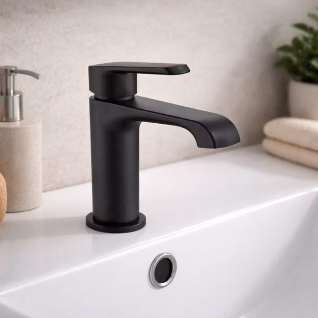 Bathroom Kingdom Montana Matt Black Single Lever Cloakroom Basin Mixer Tap
