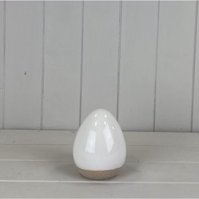 KDMD Elegant White Ceramic Egg for Easter Tabletop Decoration
