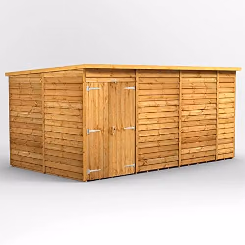 Powersheds Premium Pent Overlap Wooden Garden Shed with Double Doors in Brown, W: 260.4 cm, D: 202.8 cm, H: 260.4 cm – 1