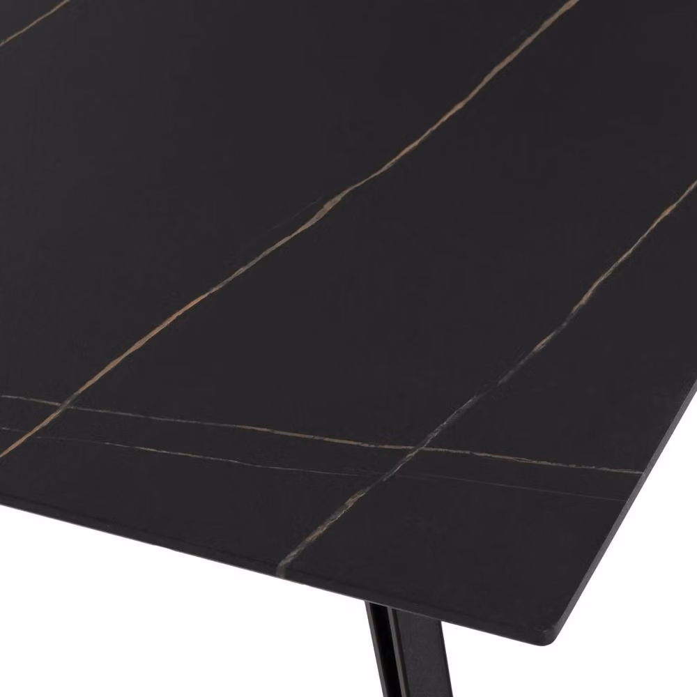 FORGEVIO Modern Marble Effect Coffee Table with Black Metal Legs – 3