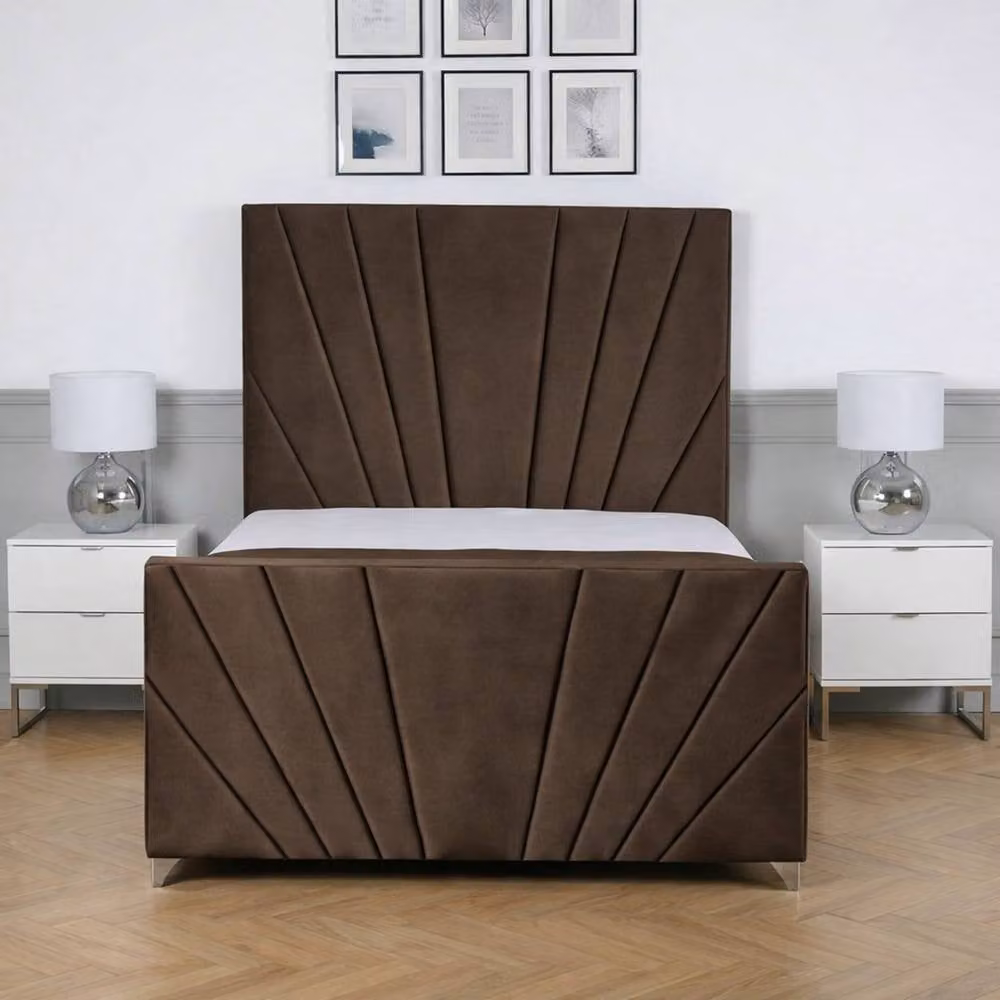 Living Comfort Bedz Lumina Brown Velvet Upholstered Gas Lift Storage Bed, Super King Size (200 x 200 cm) – 2
