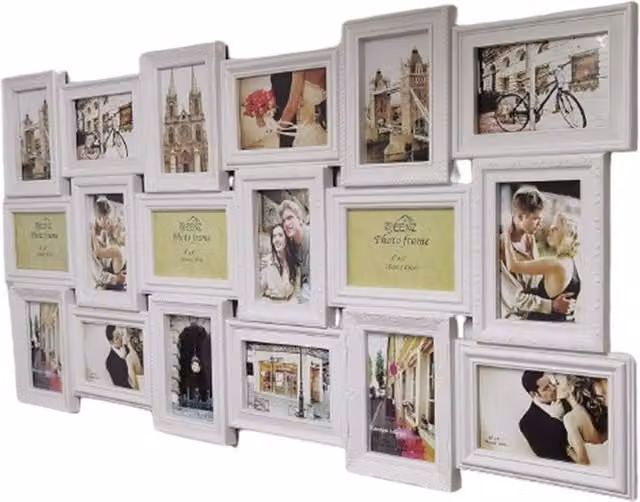 DEENZ Vintage Multi Aperture Rectangular Picture Wall Frame, White