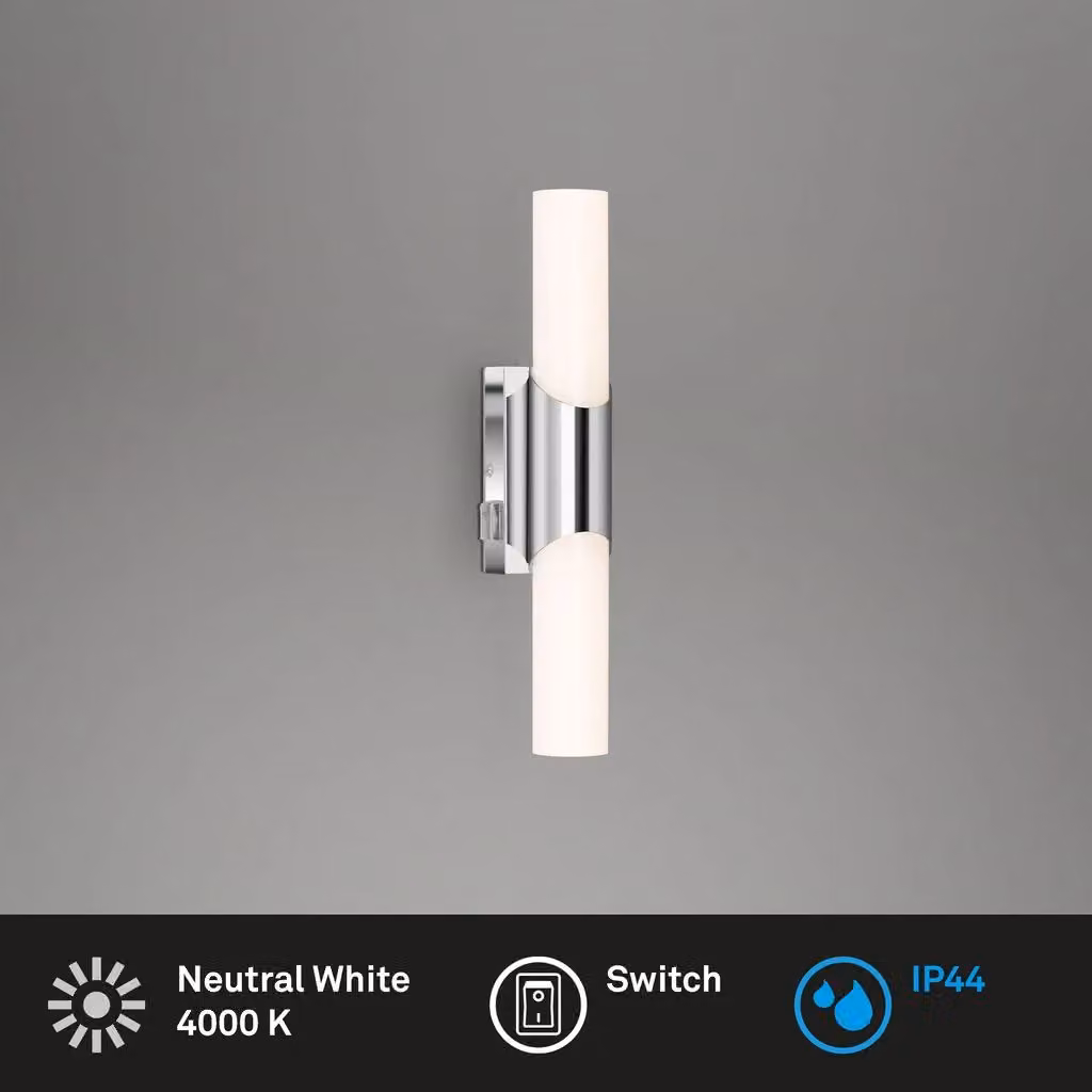Briloner Silver Chrome LED Bathroom Wall Light with Cool White Illumination – 2