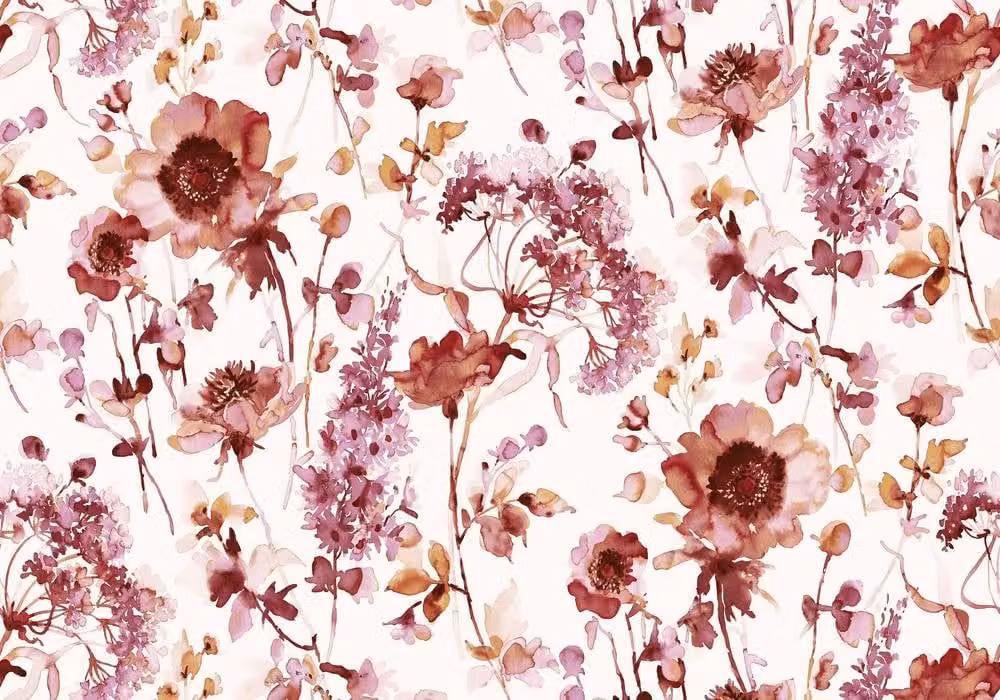 Superfresco Easy Watercolour Floral Pink and Blue Mural, W: 300 cm, H: 280 cm – 2