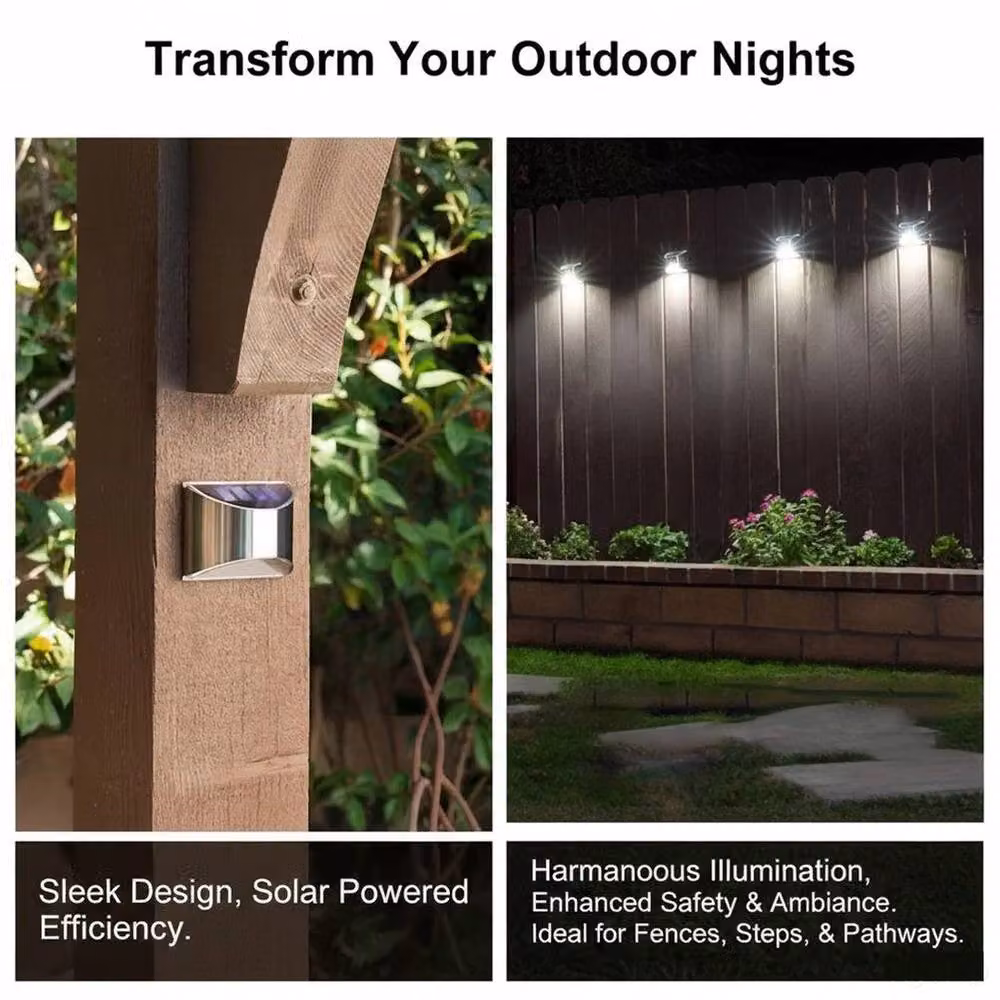 PAWNORA 4-Piece Solar LED Garden Wall Lights in Silver with Crystal Accents – 5