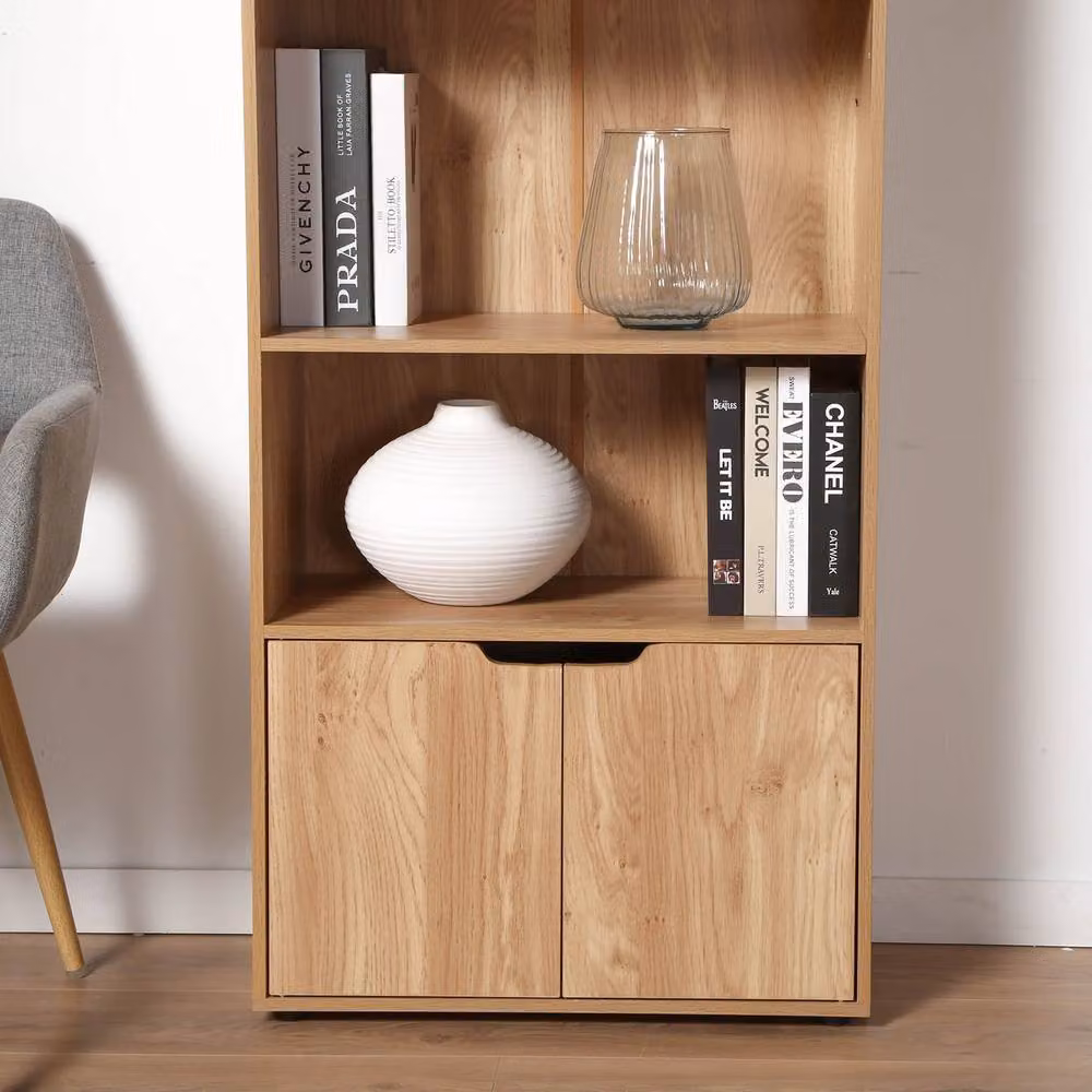 CALICOSY MODU 3-Tier Shelf and 2-Door Storage Unit in Natural – 3