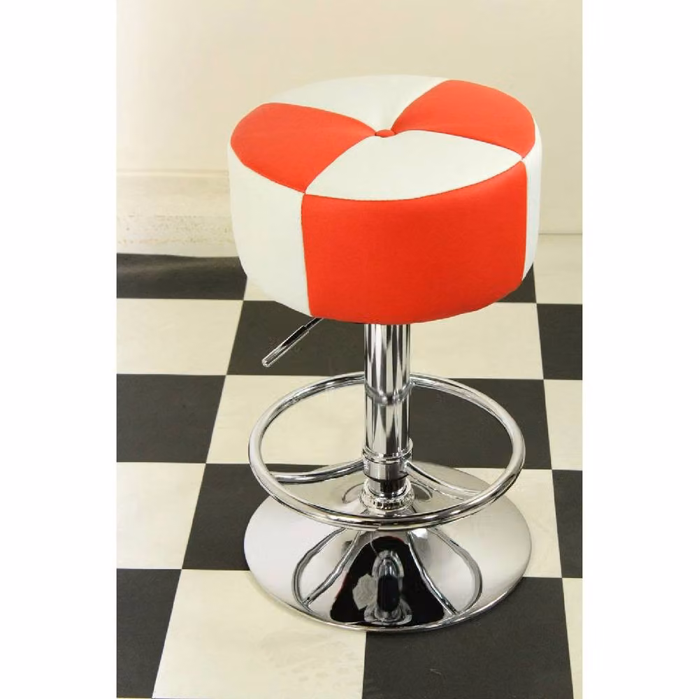 netfurniture Morasi Retro American Diner Kitchen Bar Stool in Red and White with Padded Upholstered Seat – 2