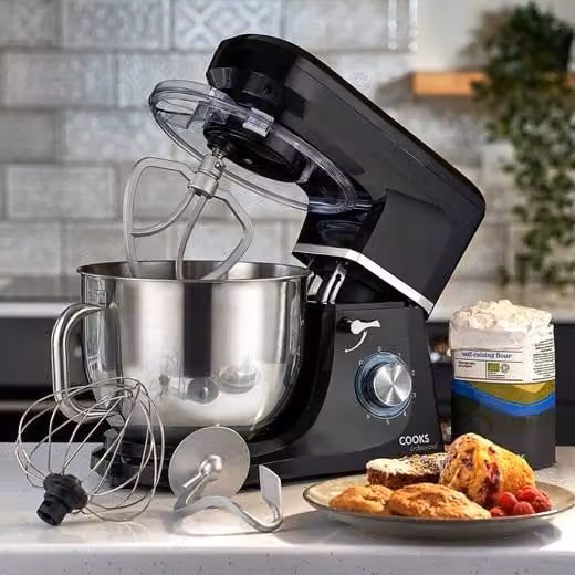 Cooks Professional Stand Mixer 1200W with 6 Speeds, Pulse Function and 7L Mixing Bowl in Black