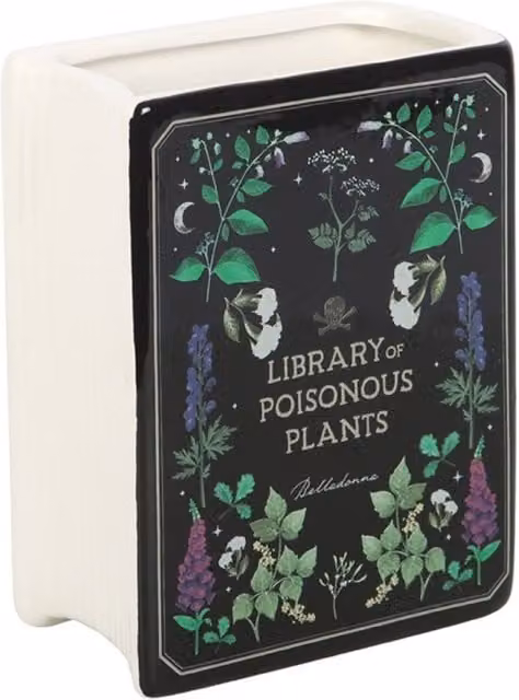 KDMK Poisonous Plants Book Vase, Black Ceramic Floral Tabletop Decor