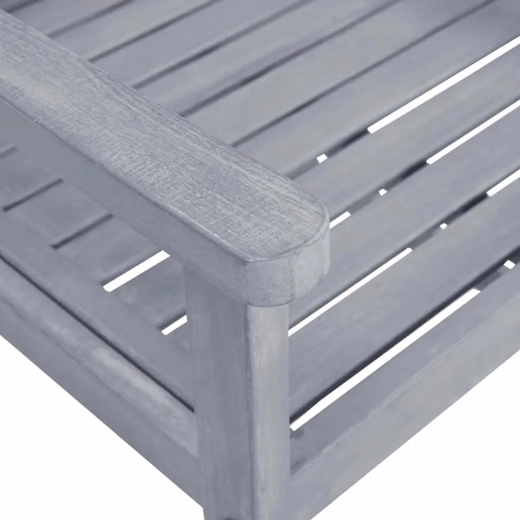 Berkfield Home Set of 8 Modern Grey Acacia Wood Garden Chairs with Armrests – 3