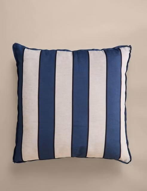 M&S Set of 2 Blue Mix Striped Square Outdoor Cushions