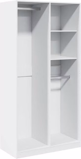 Berkfield Home White Minimalist Wardrobe with Hinged Doors, W/D/H: 100 x 50 x 200 cm