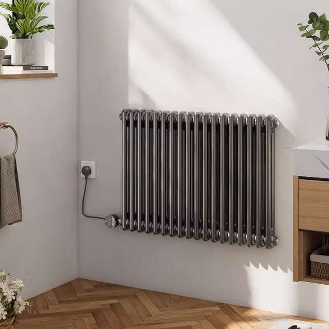 Livingandhome Wall-Mounted Electric Radiator with Thermostat and App Control, Black, Width: 83 cm