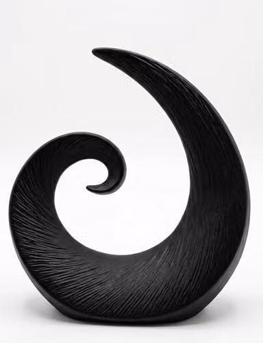 Biznest Elegant Brushed Swirl Abstract Sculpture, Modern Metal Tabletop Ornament in Black and Silver, W/D/H: 25.5 x 9.5 x 34.5 cm – 3