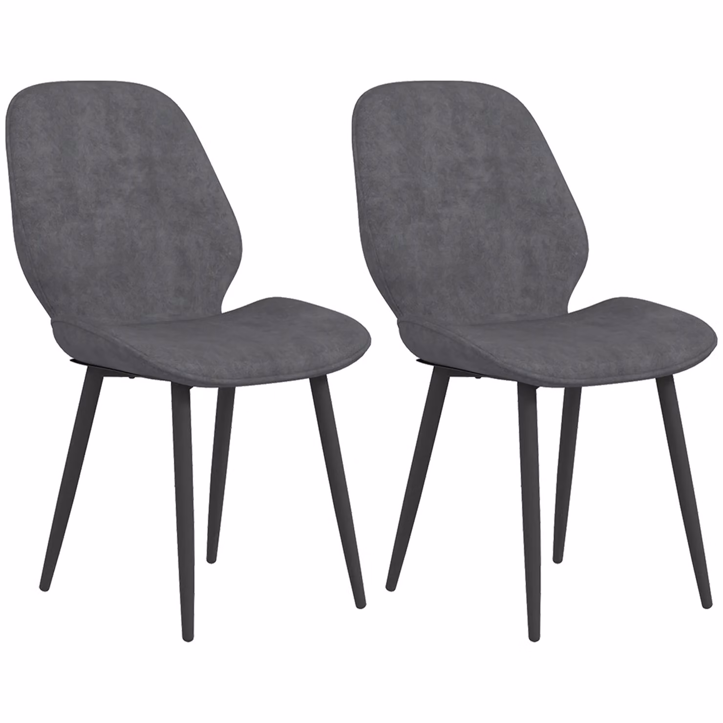 HOMCOM Set of 2 Grey Velvet Upholstered Dining Chairs with Metal Legs – 2