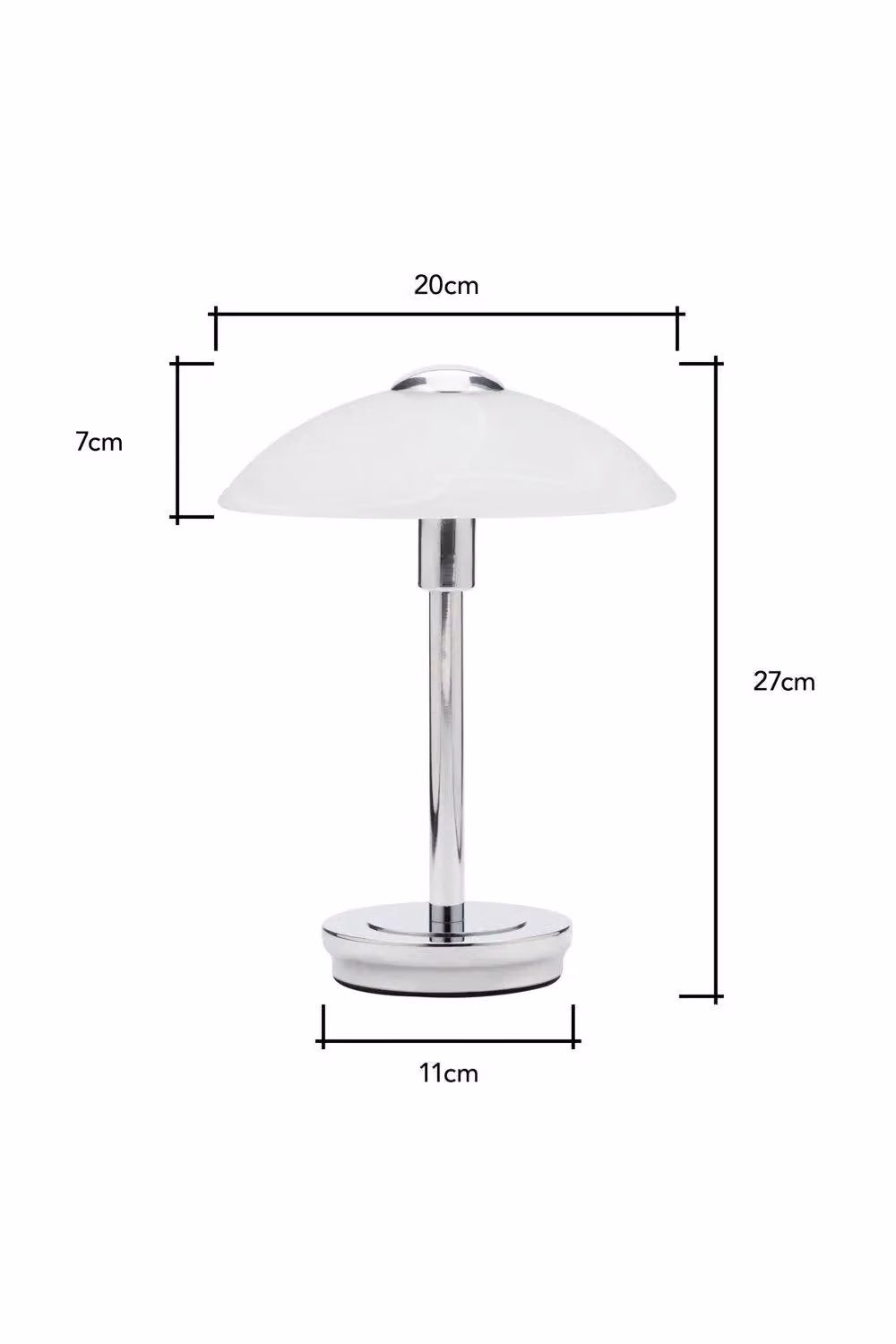 BHS Lighting Archie Touch Sensitive Modern Table Lamp in Silver and Chrome with White Glass Dome – 2
