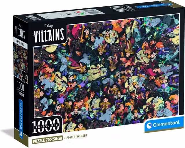 Clementoni Disney Villains Impossible 1000 Piece Jigsaw Puzzle, Black and Multicolour