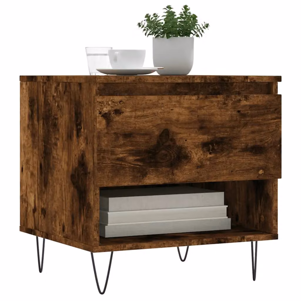 Berkfield Home Set of 2 Modern Nested Coffee Tables in Smoked Oak Brown, W/D/H: 50 x 46 x 50 cm – 3