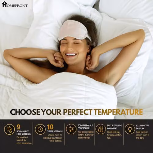 Homefront Single Size Premium Fleece Fitted Electric Heated Mattress Cover Underblanket in White, W/D/H: 203 x 107 x 40 cm – 3