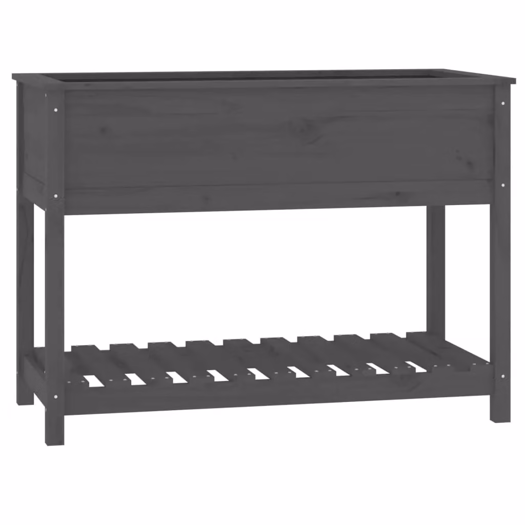Berkfield Home Rustic Grey Solid Wood Pine Planter with Shelf W/D/H: 111.5 x 54 x 81 cm – 2