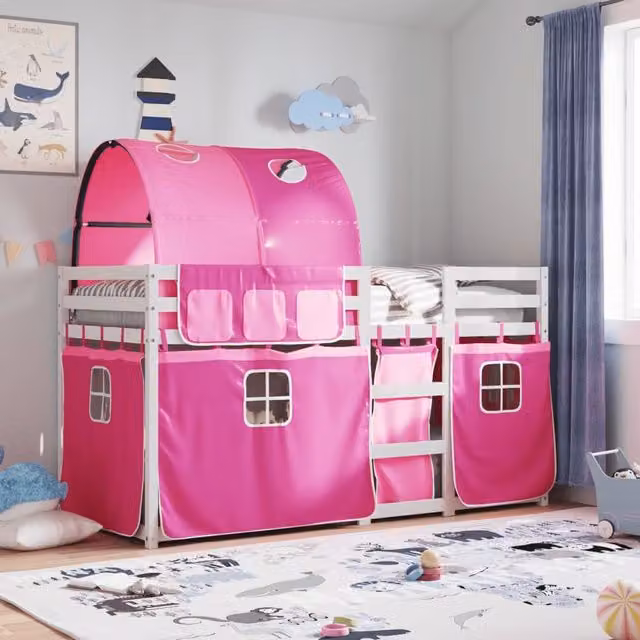 Berkfield Home Pink Solid Wood Pine Bunk Bed W/D/H: 80 x 200 cm – 1