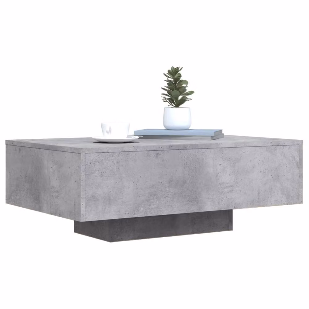 Berkfield Home Modern Rectangular Coffee Table with LED Lights in Concrete Grey, W/D/H: 85 x 55 x 31 cm – 3
