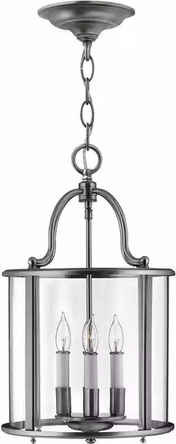 Netlighting Gentry 4 Light Medium Ceiling Lantern Pendant in Grey with Transparent Glass and E14 Base