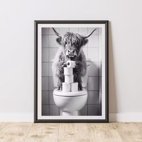 60 Second Makeover Highland Cow Toilet Rolls Animal Print Paper Poster, A3